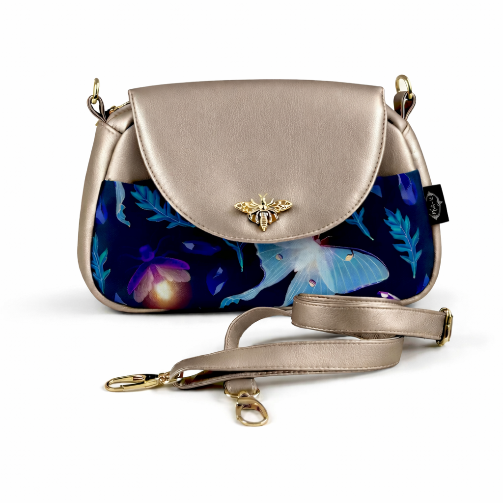 Torebka MIA - Irenka Szampan złoto ćmy i świetliki