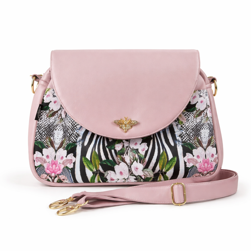 Torebka MIA - Irena Pudrowy róż błysk zebra