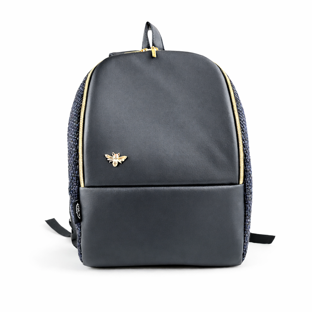 Plecak MIA - Bruno Czarny fioletowa plecionka